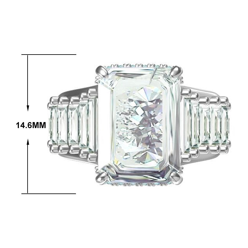 Sparkling 5.6ct emerald penguin cut diamond engagement ring -JOSHINY