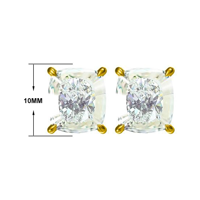 Classic Cushion Cut Stud Earrings in 4.0ct Sterling Silver -JOSHINY