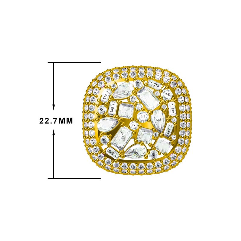 11 ctw Multi-Cut White Gemstone Cocktail Ring for Men and Women -JOSHINY