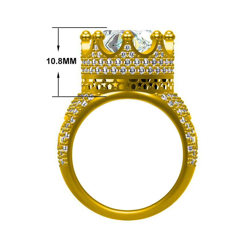 20ct Crown Shape Round Diamond Gold Plated Ring -JOSHINY