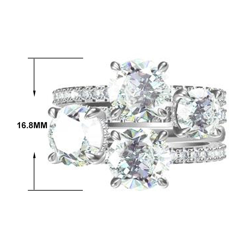 Upgraded 4 Stones Round Cut Diamond Ring -JOSHINY