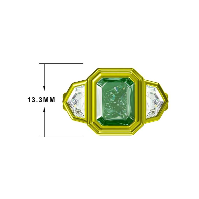 6 ctw Emerald Cut Emerald 3-Stone Gold Ring -JOSHINY