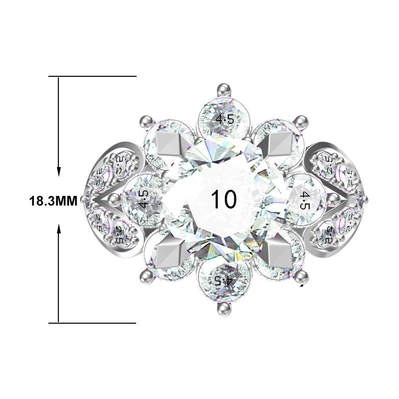 3.0ct Leaf Diamond Halo Ring -JOSHINY