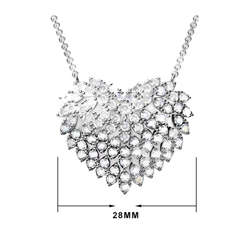 Gorgeous 2 ctw Round Cut White Gemstone Full Heart Necklace -JOSHINY