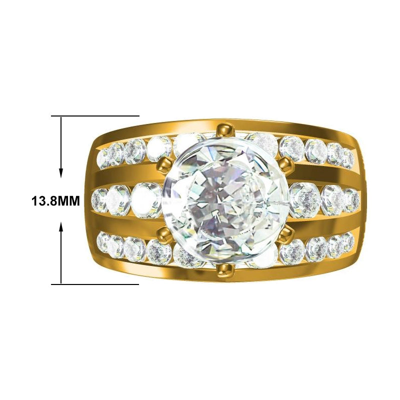 10ctw Round Cut Triple Row Diamond Hundred Ring -JOSHINY