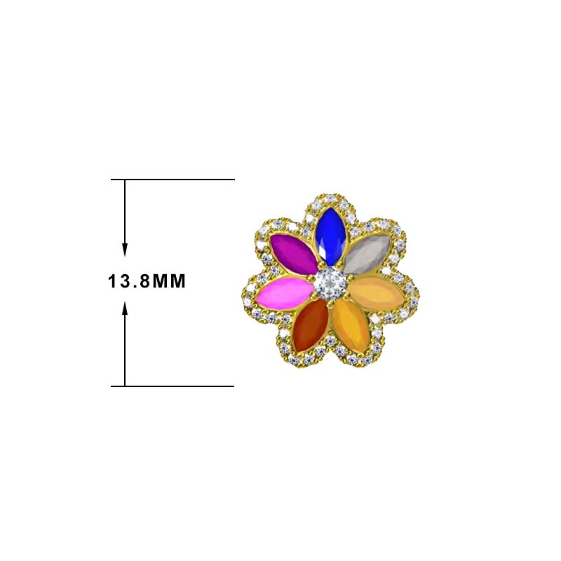 Stylish 3 ctw Marquise & Round Cut Rainbow Flower Stud Earrings -JOSHINY