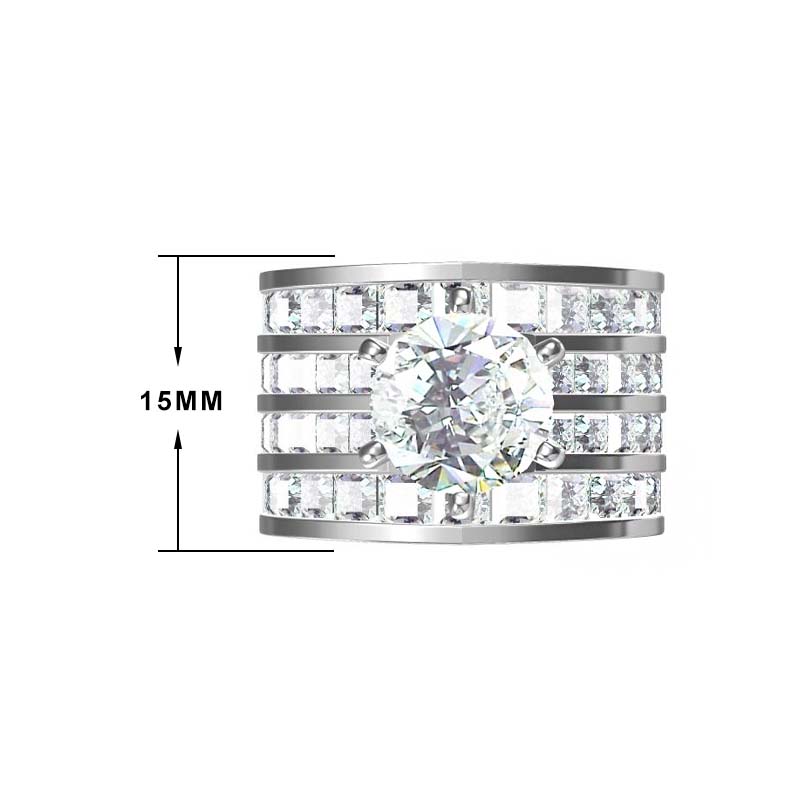 Gorgeous 6 ctw Round Cut White Stone Engagement Ring for Men and Women -JOSHINY