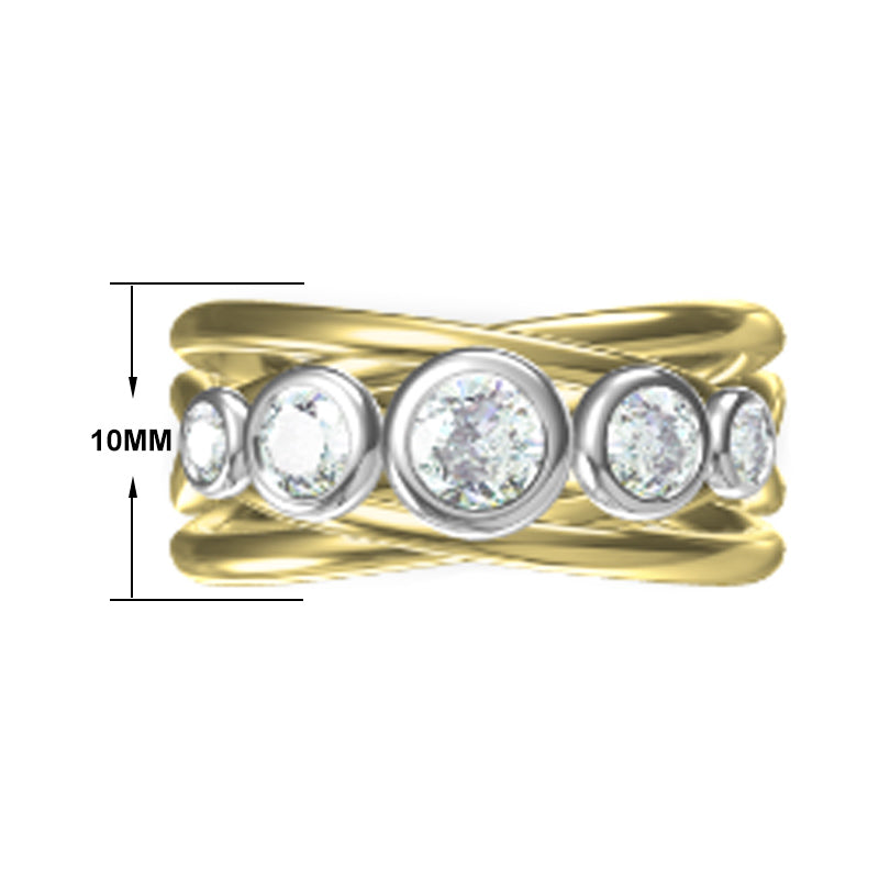 5.0ctw round cut 5 stone bezel set gemstone ring -JOSHINY