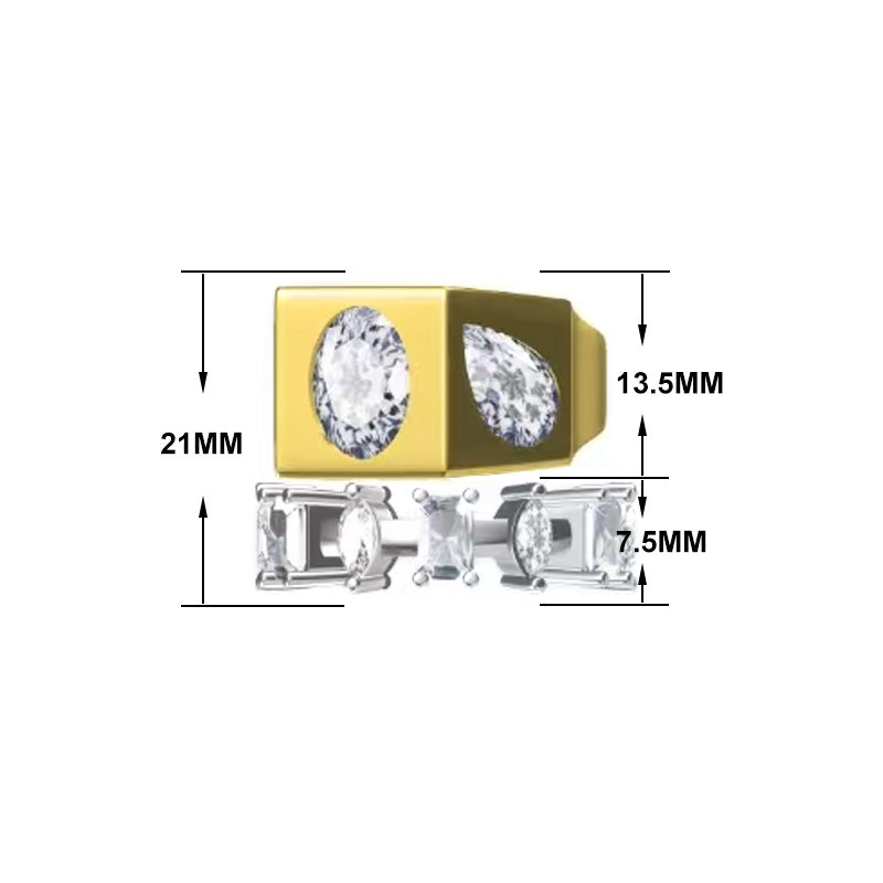 7.45ctw Multi-Cut Rough Band Style Ring Set -JOSHINY