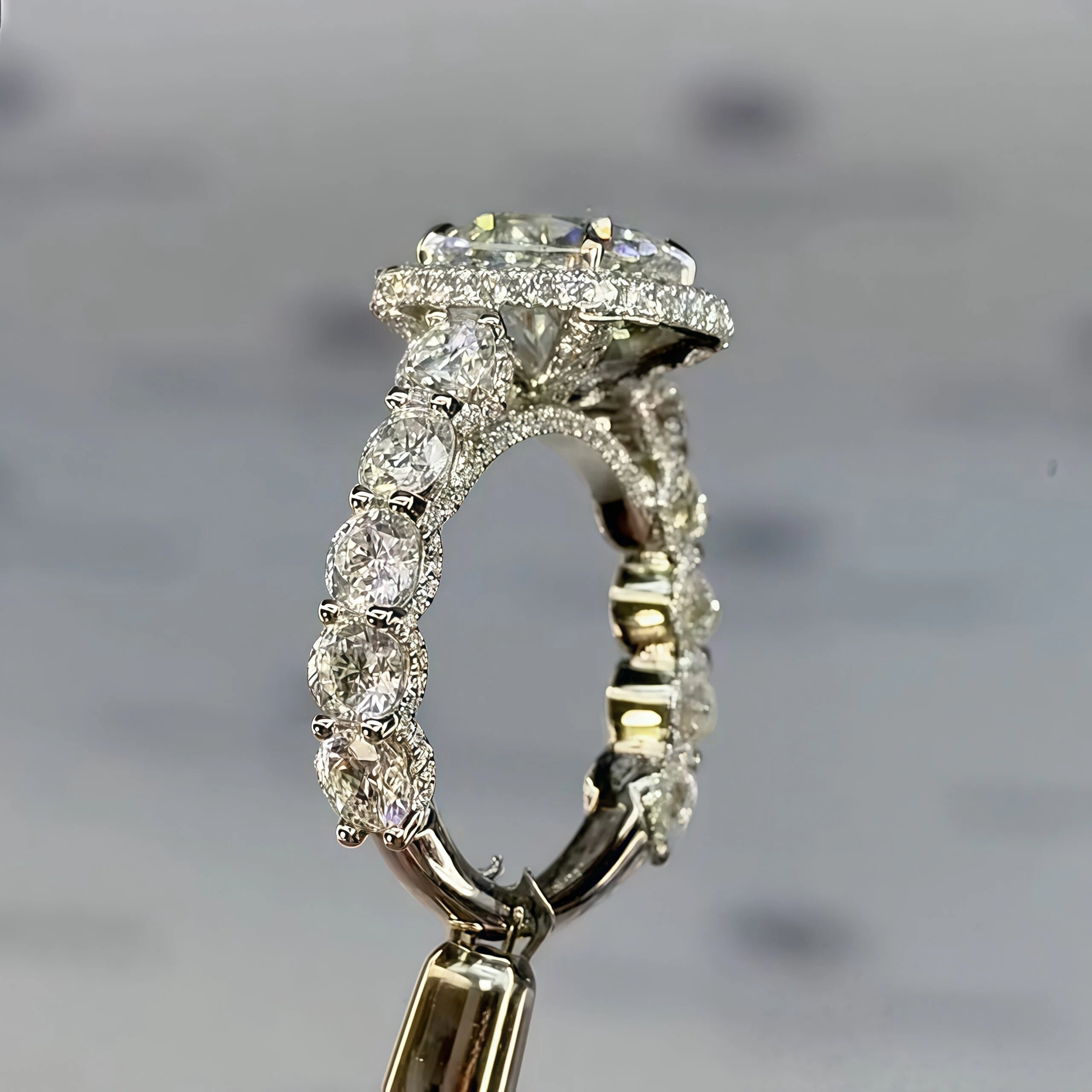 6ct Round Cut Pave Engagement Ring-joshiny