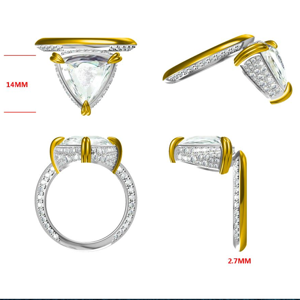 【In Stock】Personalized 2 ctw Triangle Cut White Gemstone Engagement Ring for Men and Women -JOSHINY