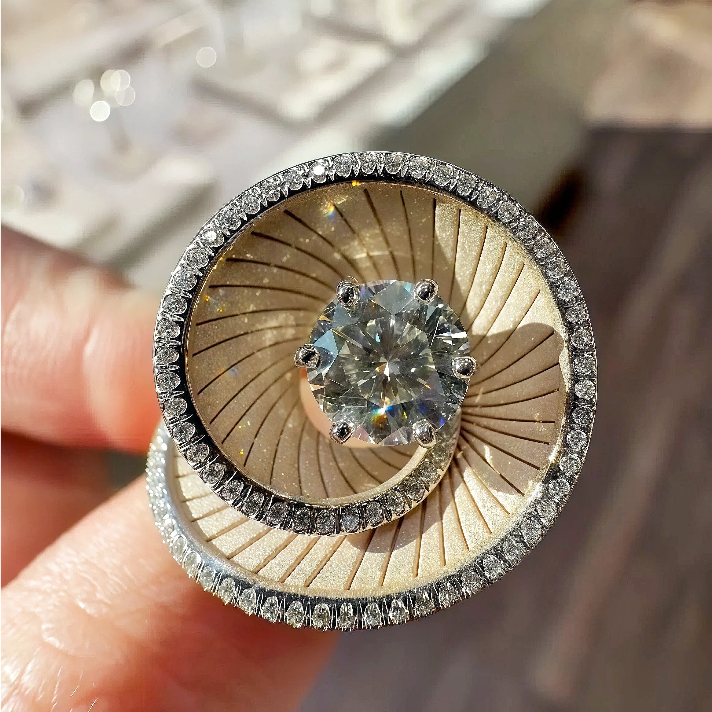 2Ct Art Deco style flower ring-JOSHINY