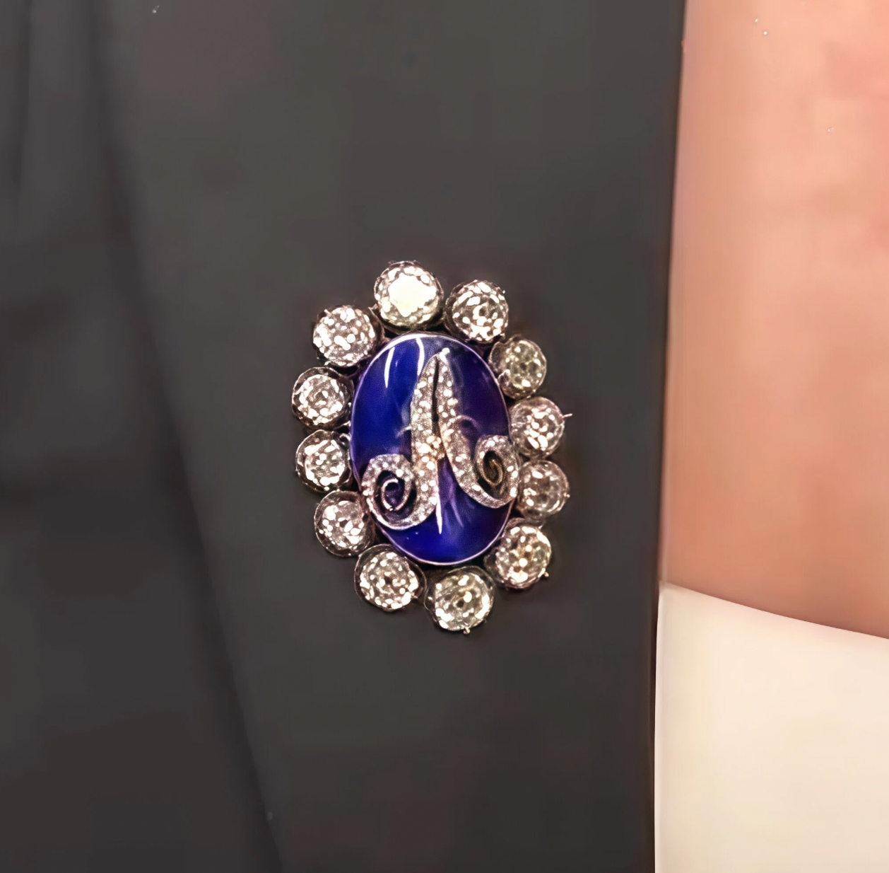 6.0 Ctw Enamel and Old-Cut Gemstone Custom Letter Brooch-JOSHINY