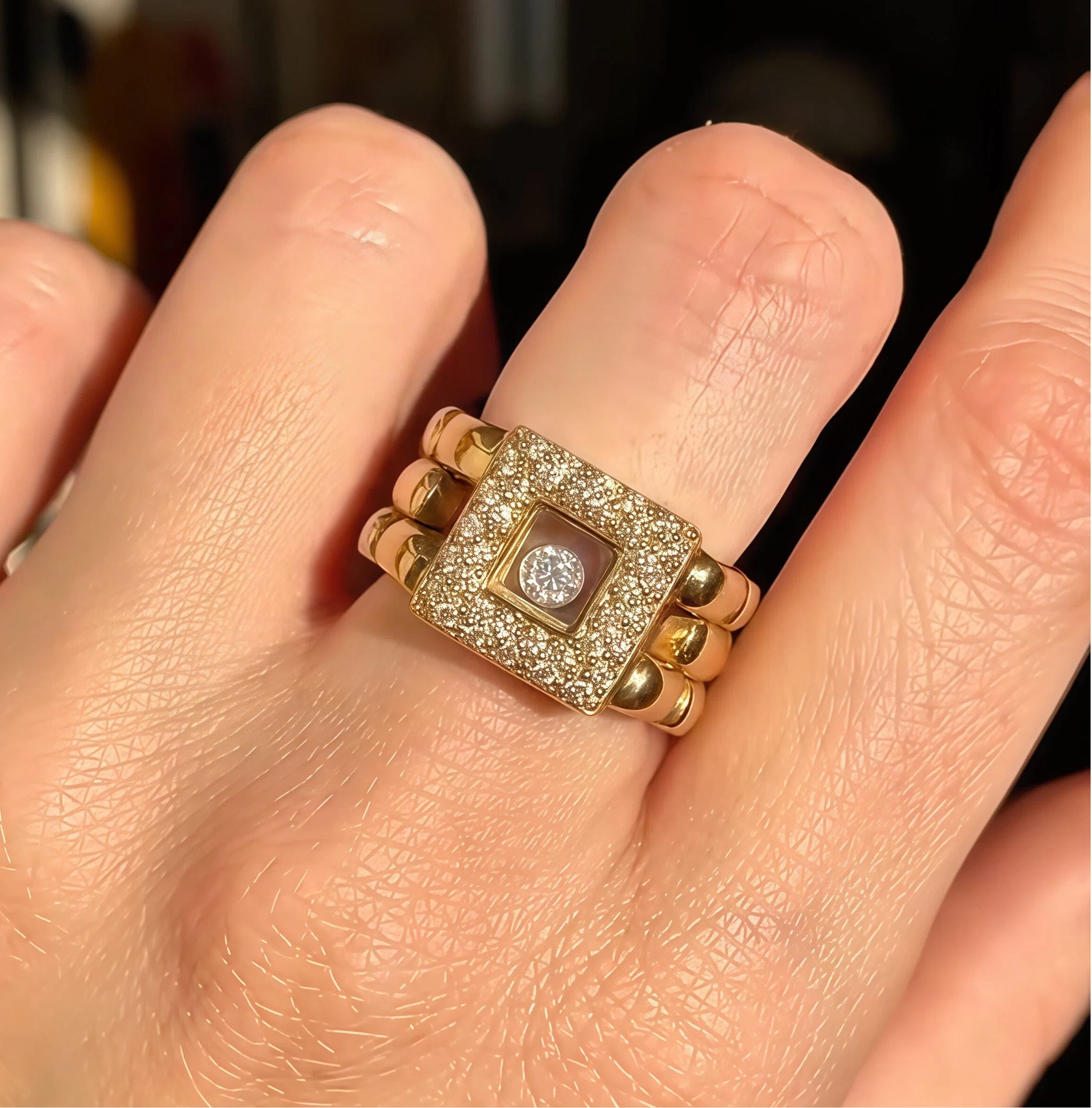 3Ctw Square Panther Chain Ring-JOSHINY