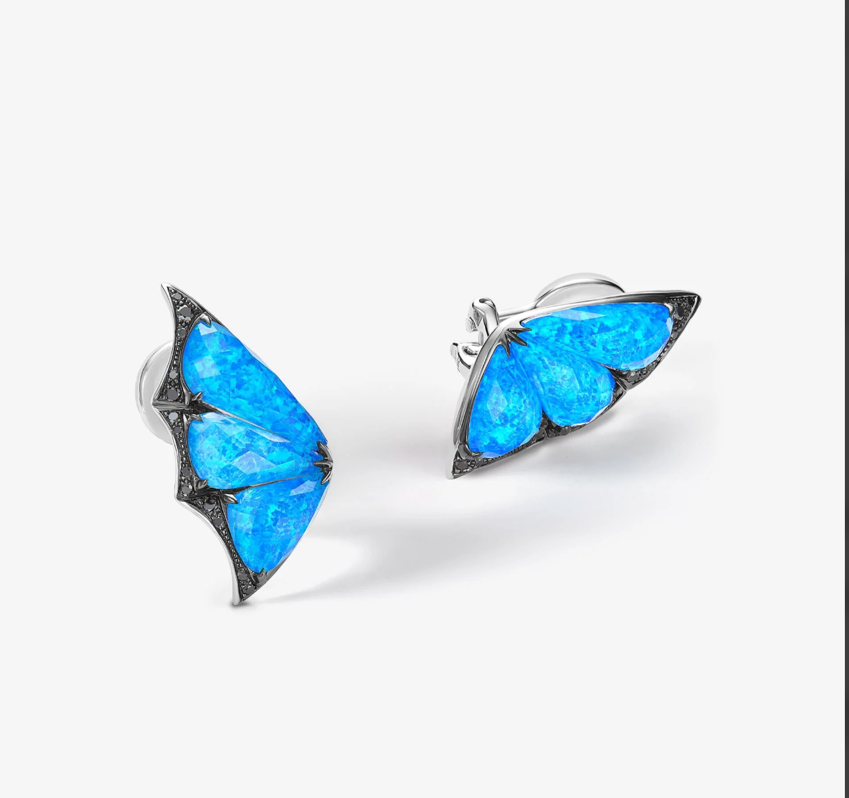 Blue opal crystal butterfly ring, necklace, and earring set-JOSHINY（necklace）