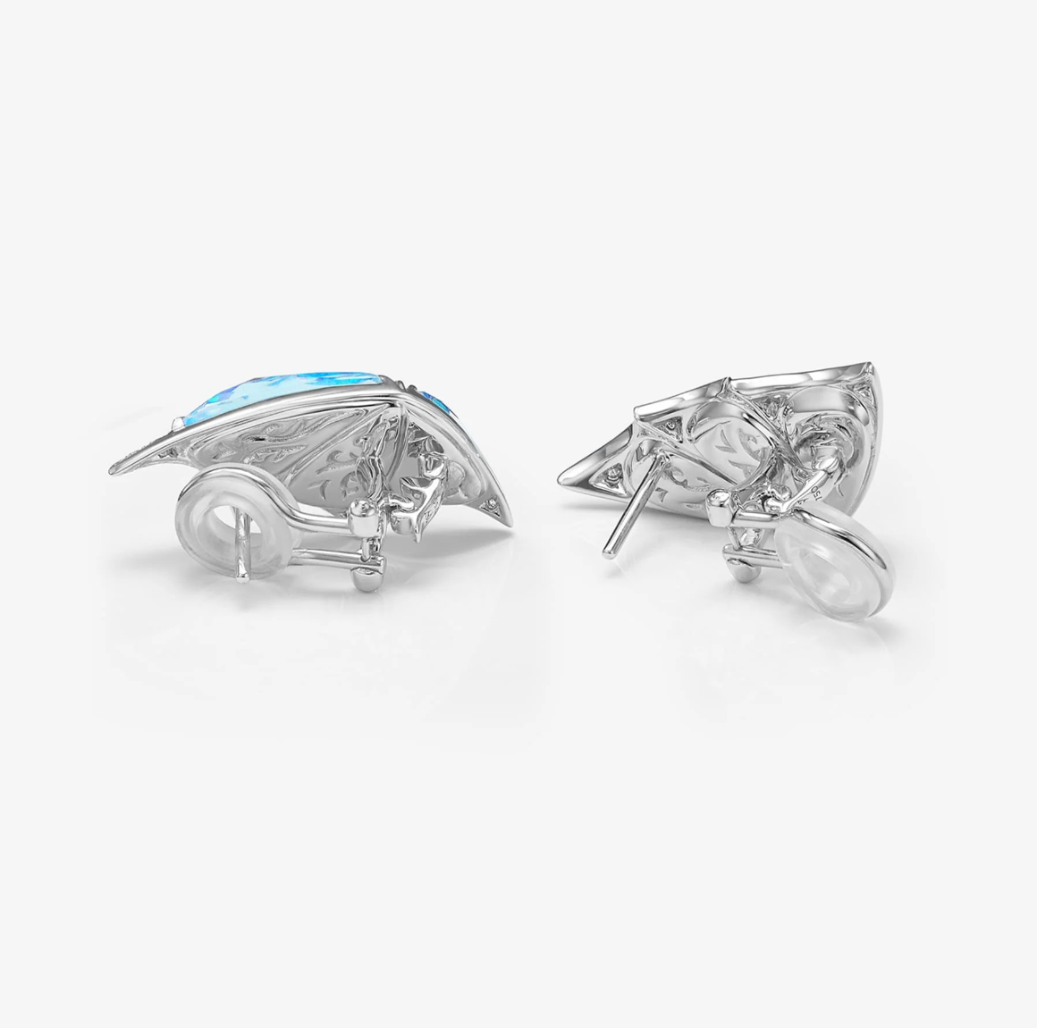 Blue opal crystal butterfly ring, necklace, and earring set-JOSHINY（necklace）