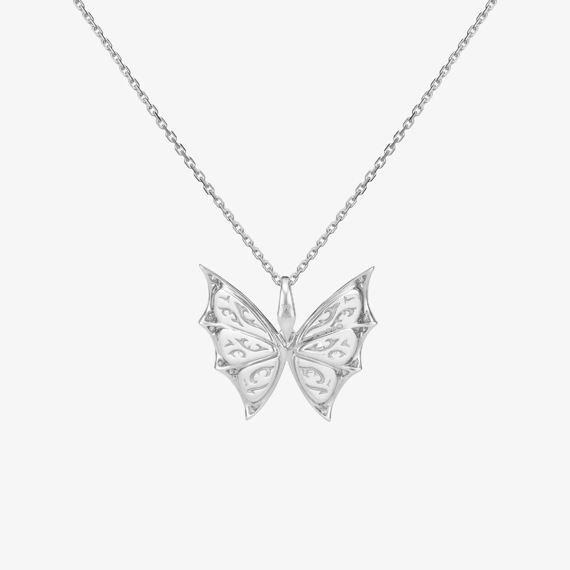 Blue opal crystal butterfly ring, necklace, and earring set-JOSHINY（necklace）