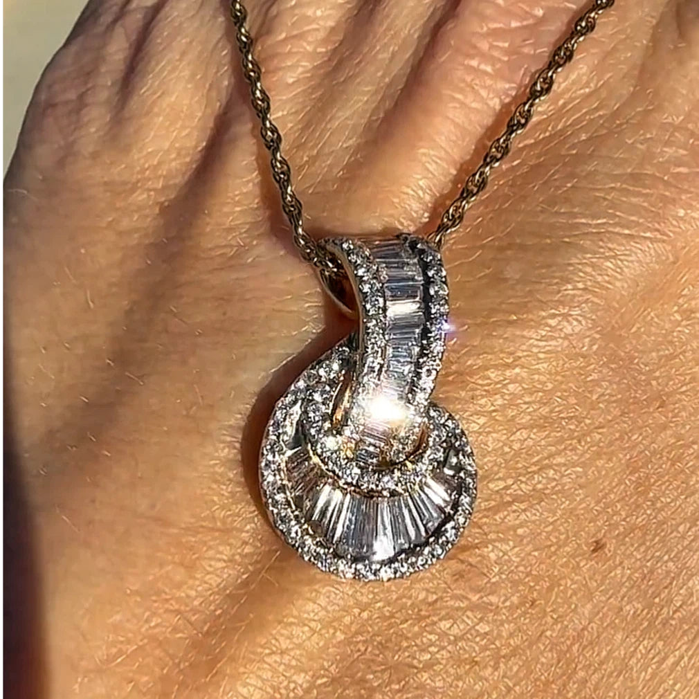 5 CTW Trapezoidal-Cut White Vintage Necklace-JOSHINY