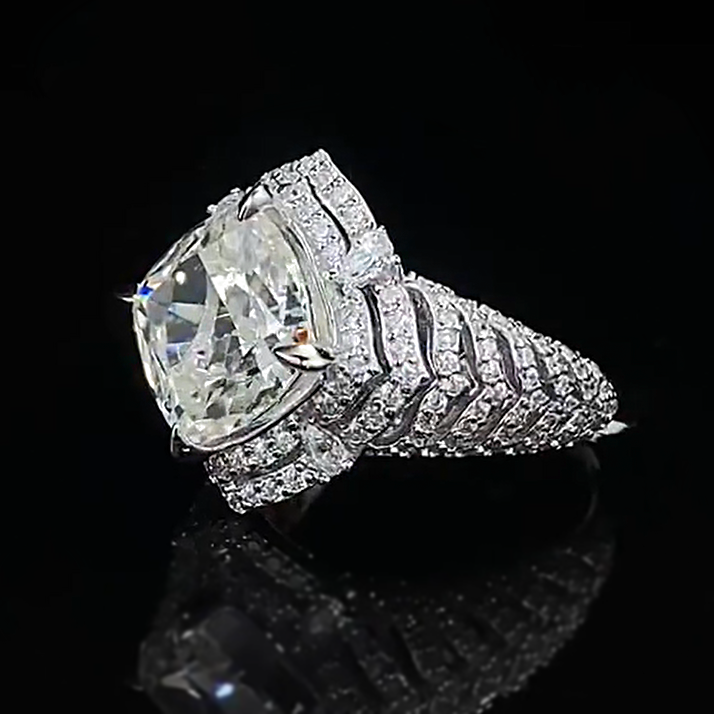 Gorgeous 8 ctw Cushion Cut White Gemstone Engagement Ring -JOSHINY