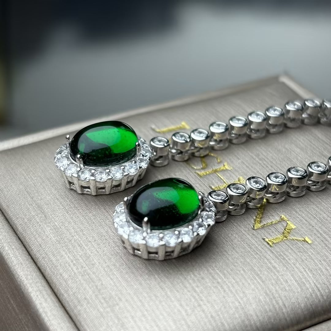 4.0Ctw Emerald Luxury Gemstone Earrings-JOSHINY