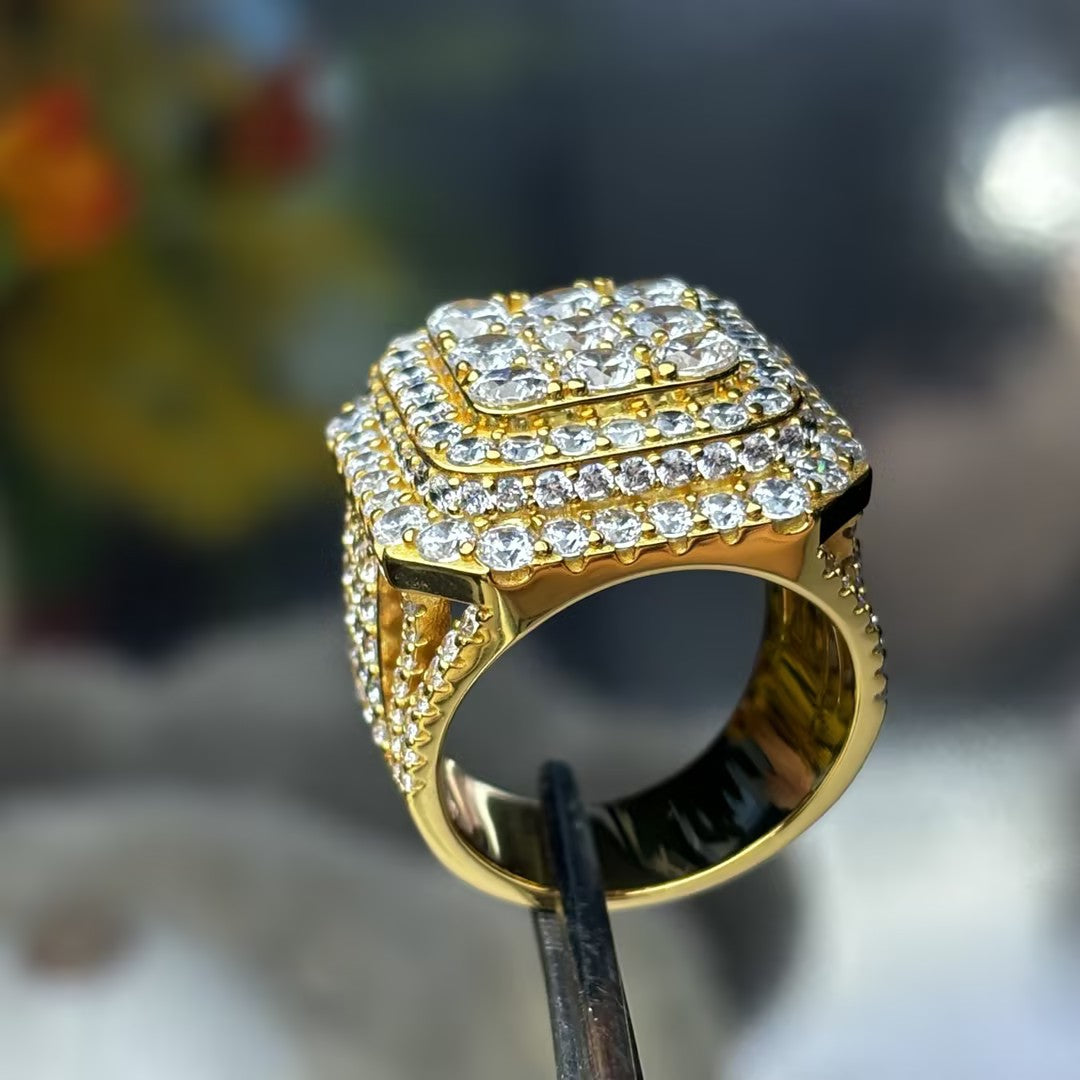 4.3 Ctw Round Cut White Cubic Zirconia 925 Sterling Silver men's ring-JOSHINY