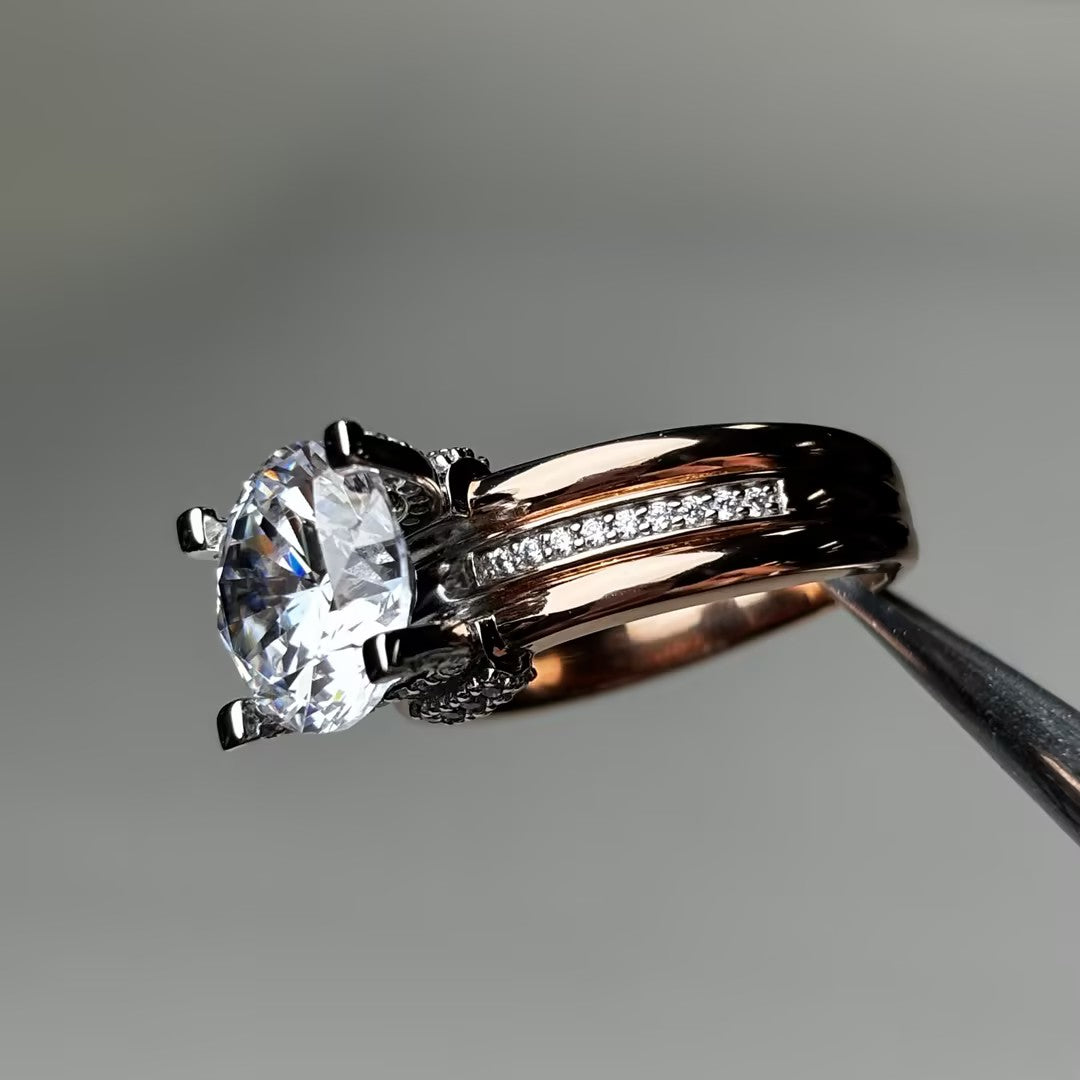 Noble 9 ctw Round Cut White Gemstone Engagement Ring -JOSHINY