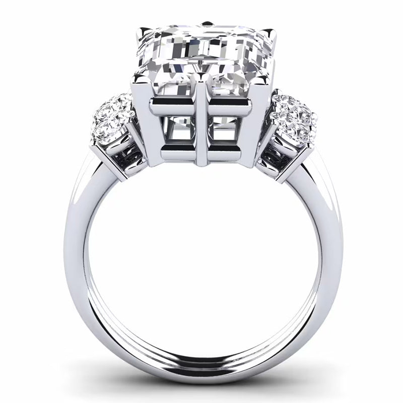 7.59ct Emerald Cut Double Arm Diamond Engagement Ring -JOSHINY