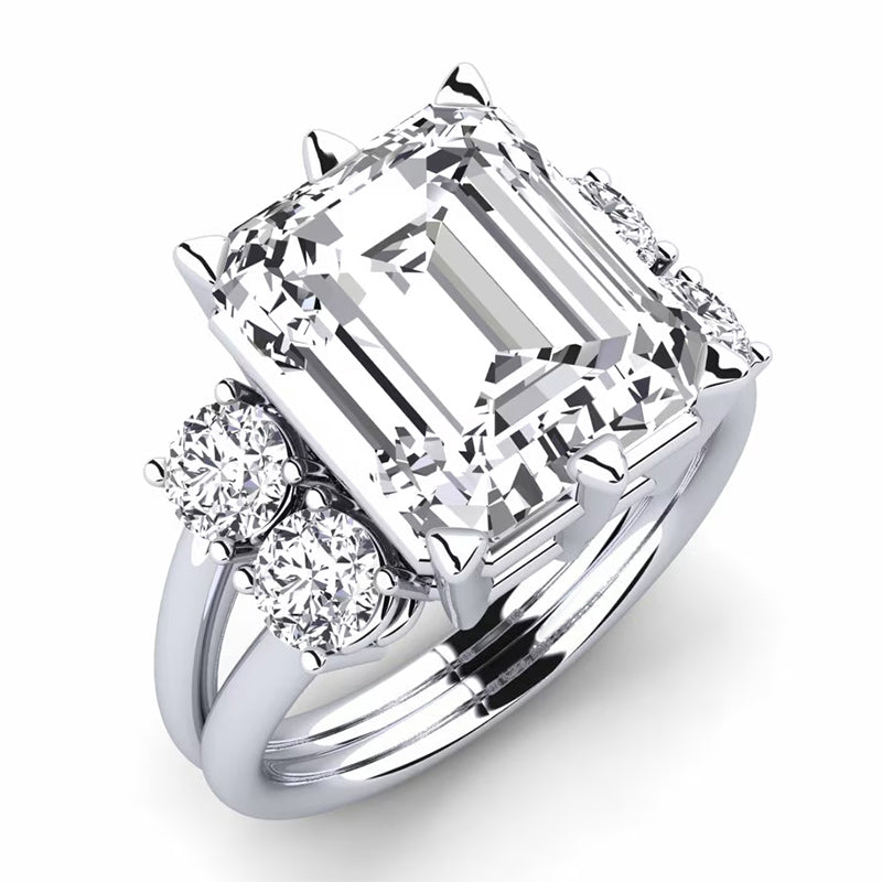 7.59ct Emerald Cut Double Arm Diamond Engagement Ring -JOSHINY