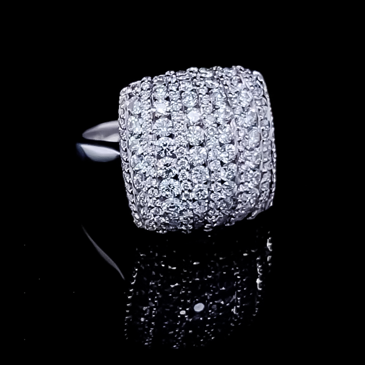 Exquisite 4 ctw Round Cut White Gemstone Pavé Ring -JOSHINY