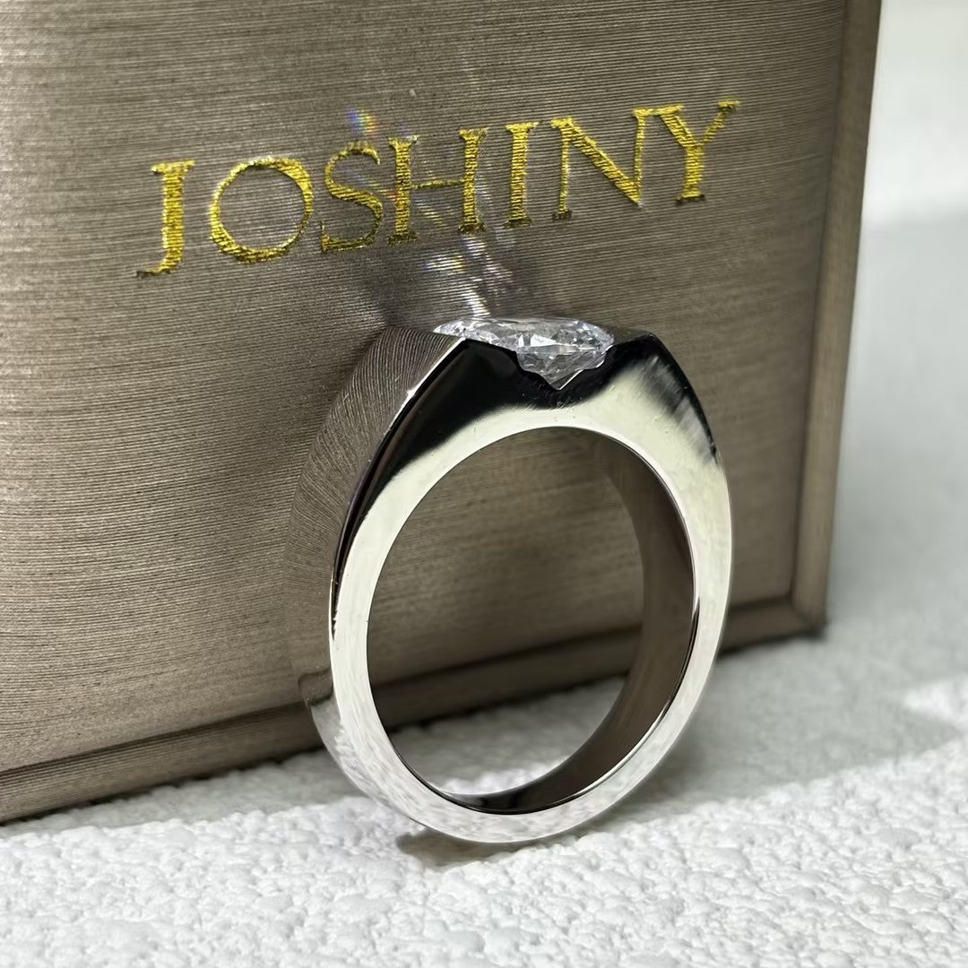 Simple 3 ctw Oval Cut White Gemstone Fashion Engagement Ring -JOSHINY