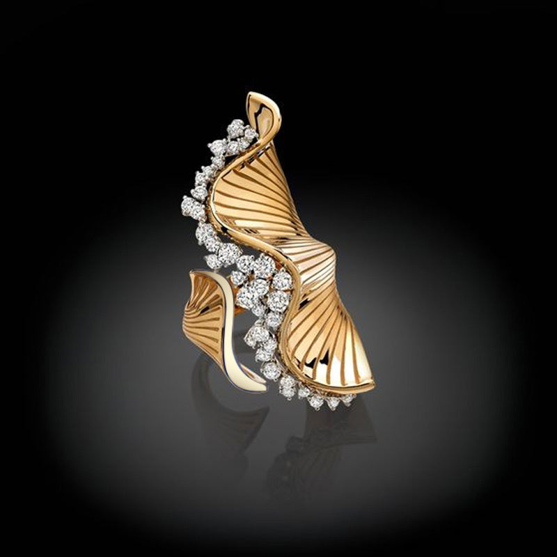 2.0ctw Round Cut Modern Style Wave Ring -JOSHINY