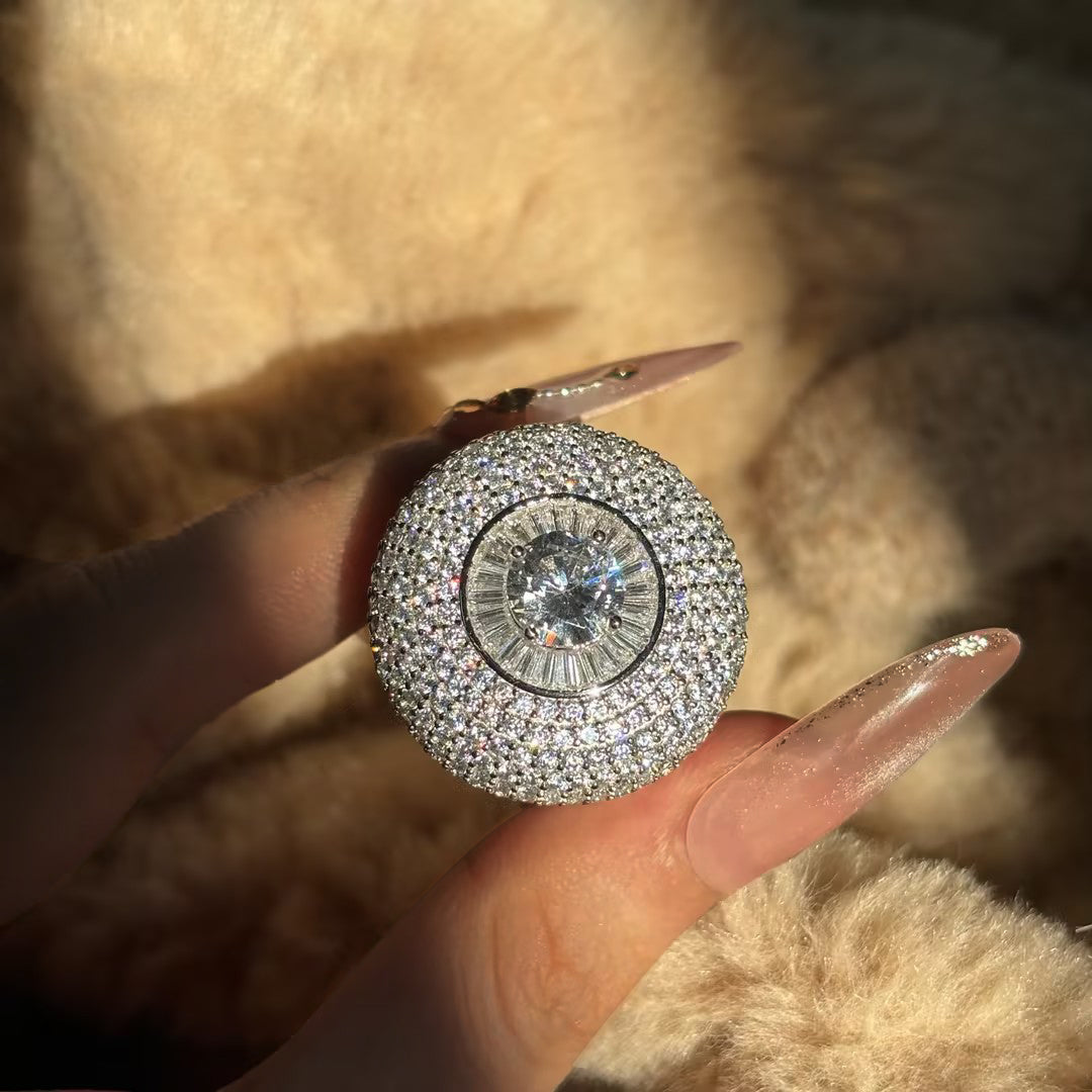 Luxury 8 ctw Round Cut White Gemstone Engagement Ring for Men and Women -JOSHINY