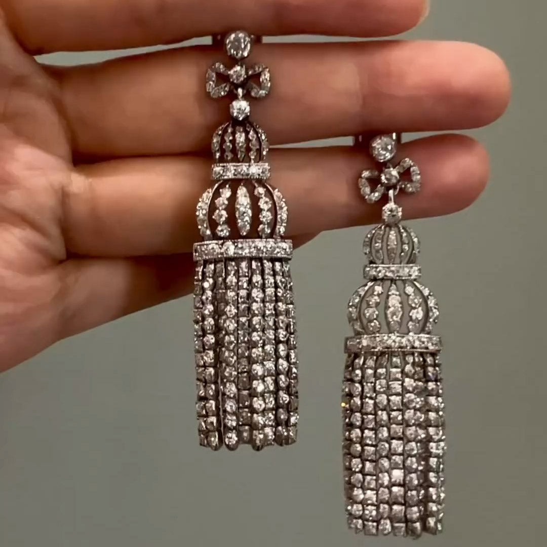 10ctw vintage tassel gemstone earrings -JOSHINY