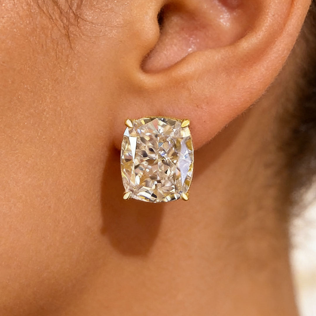 Classic Cushion Cut Stud Earrings in 4.0ct Sterling Silver -JOSHINY