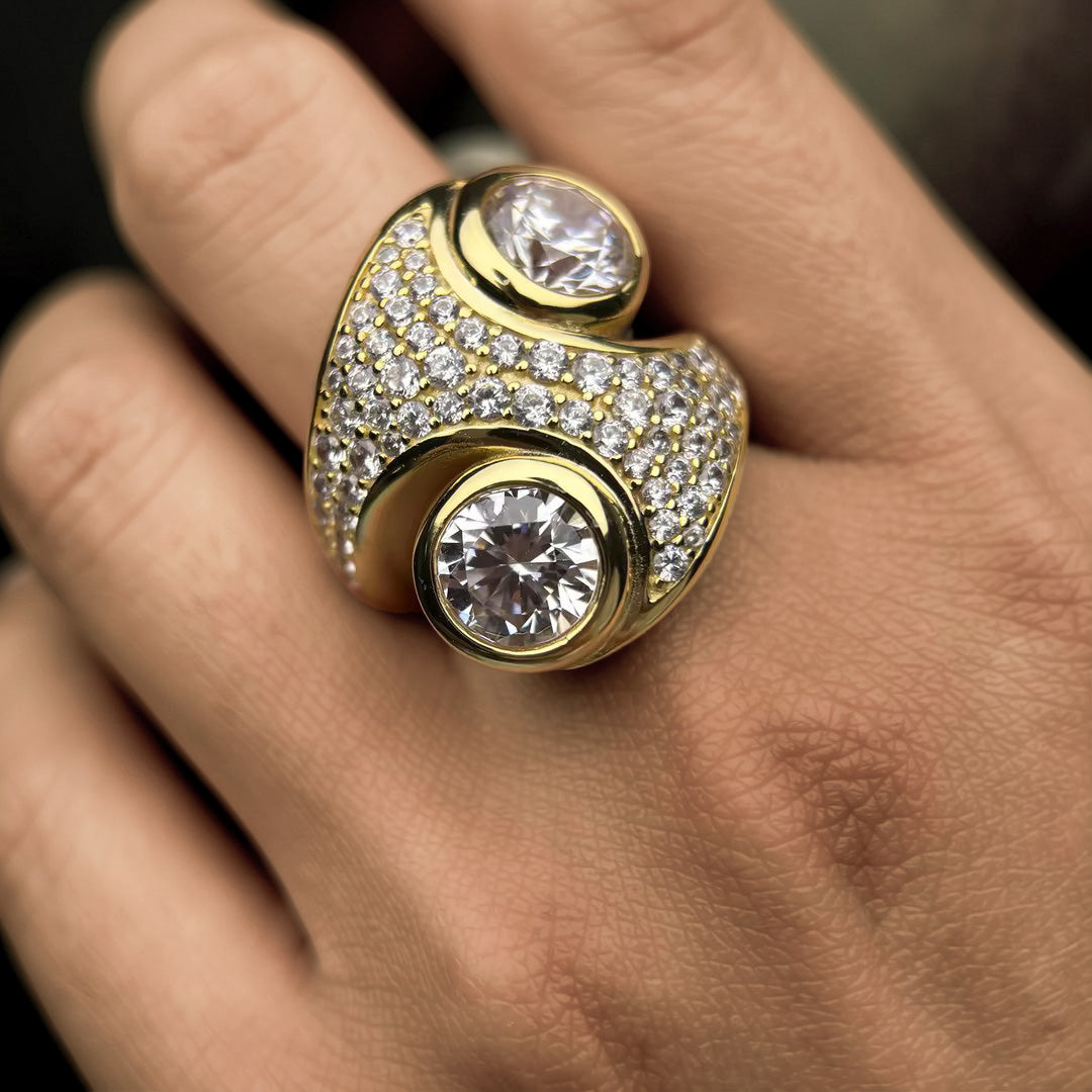 5.5Ctw Brown Gemstone Double Stone Side Ring-JOSHINY
