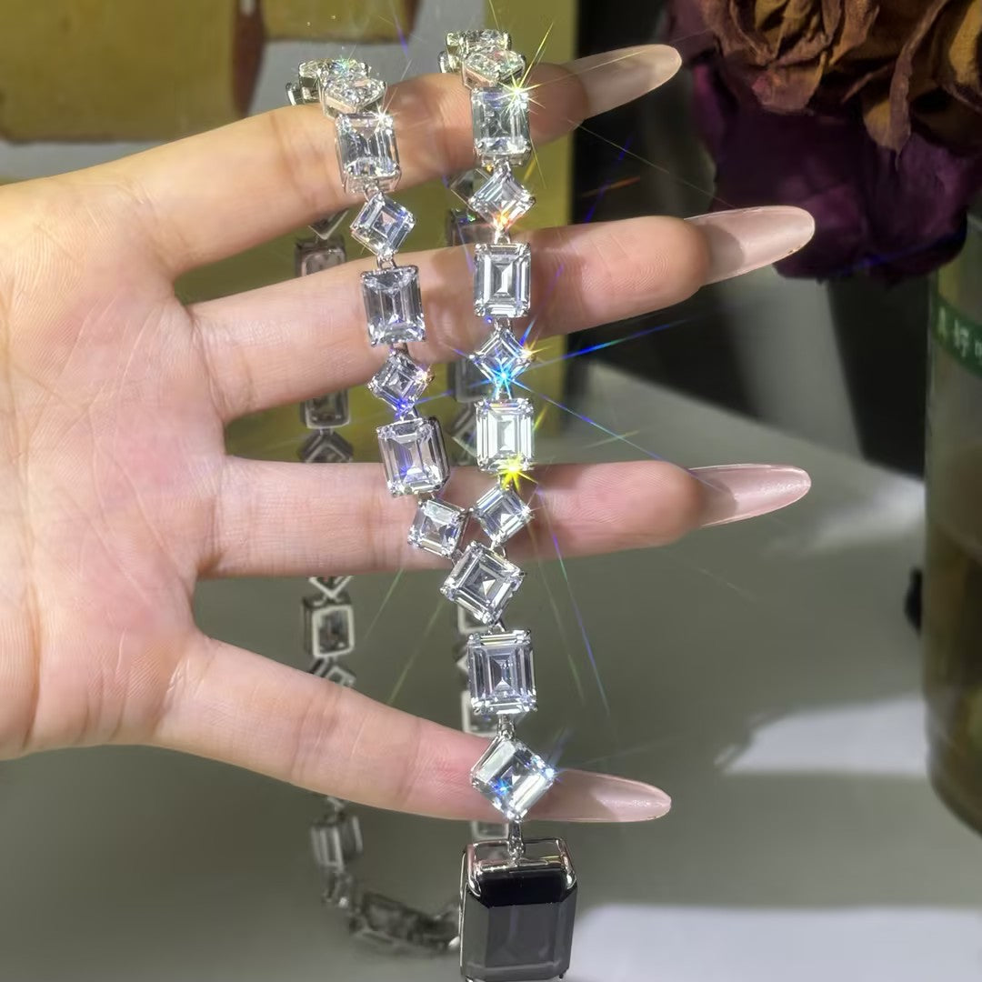 100ctw Six Colour Emerald Cut Pendant Necklace -JOSHINY