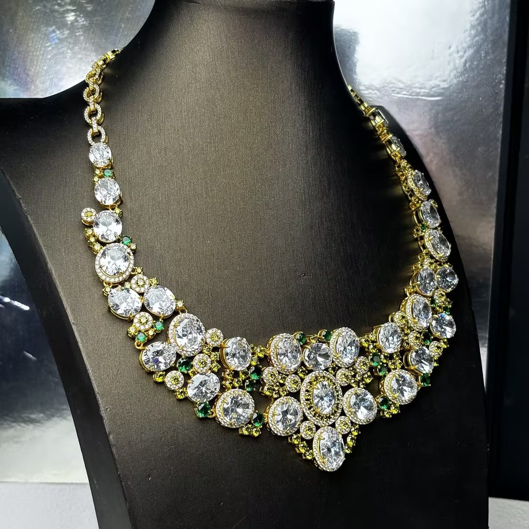 72Ctw Emerald Green Gemstone Necklace-JOSHINY