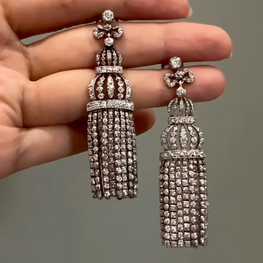 10ctw vintage tassel gemstone earrings -JOSHINY