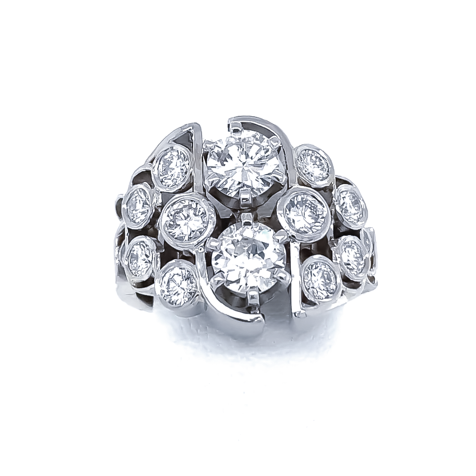 Stylish 4 ctw Round Cut White Gemstone Multi-Stone Ring -JOSHINY