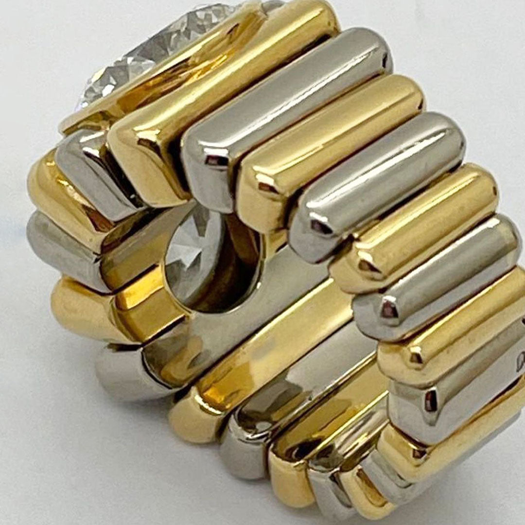 8ctw Round Cut Bicolour Threaded Ring -JOSHINY