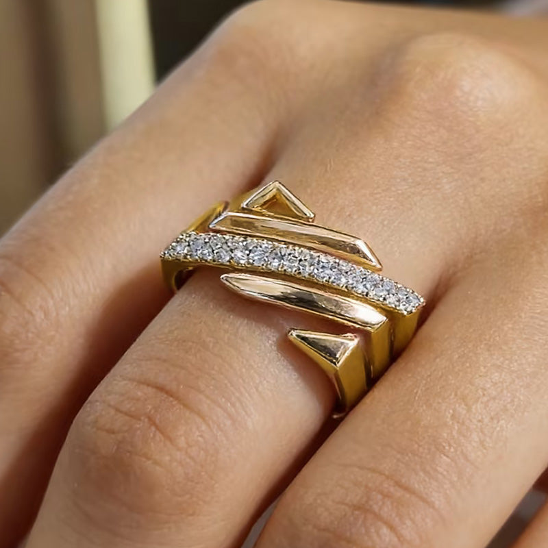 Micropavé Elegant Gemstone Stamp Ring-JOSHINY