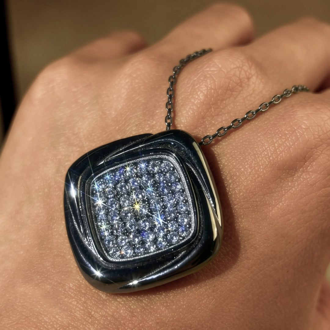 1.2Ctw Rhombus Black Gold Gemstone Pendant Necklace