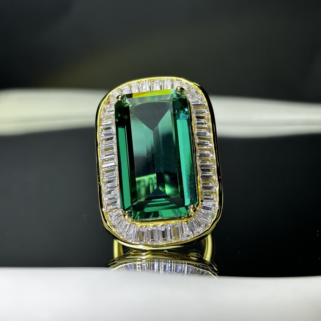 15.33Ctw Brilliant Emerald Baguette Luxury Ring-JOSHINY