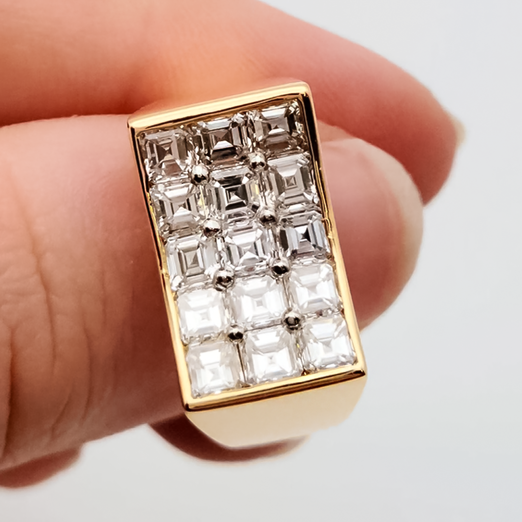 Stylish 1.5 ctw Asscher Cut White Gemstone Pave Ring -JOSHINY