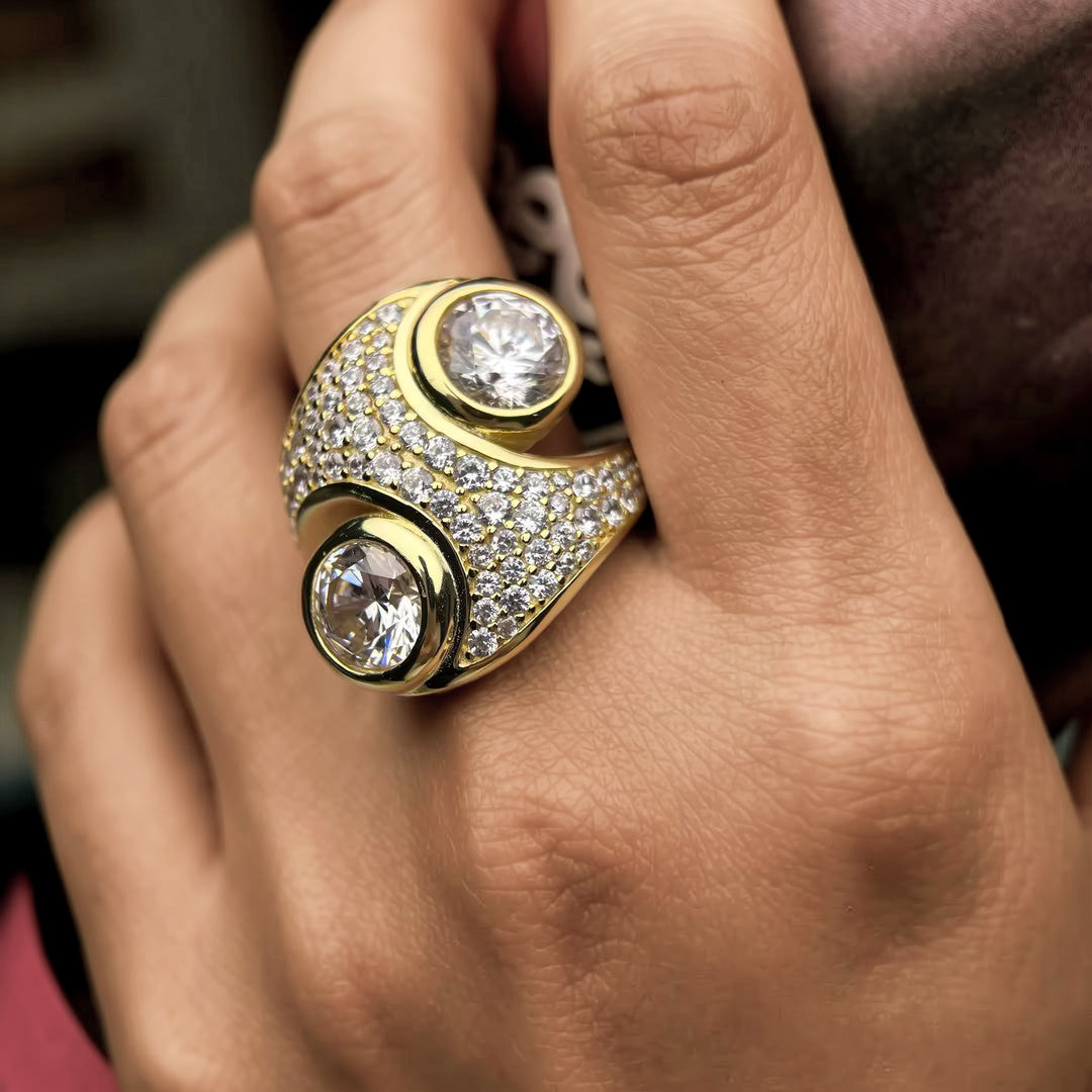 5.5Ctw Brown Gemstone Double Stone Side Ring-JOSHINY