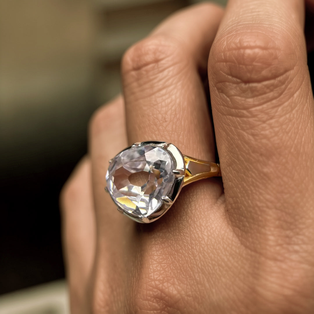6Ct rose-cut triangular antique gemstone ring