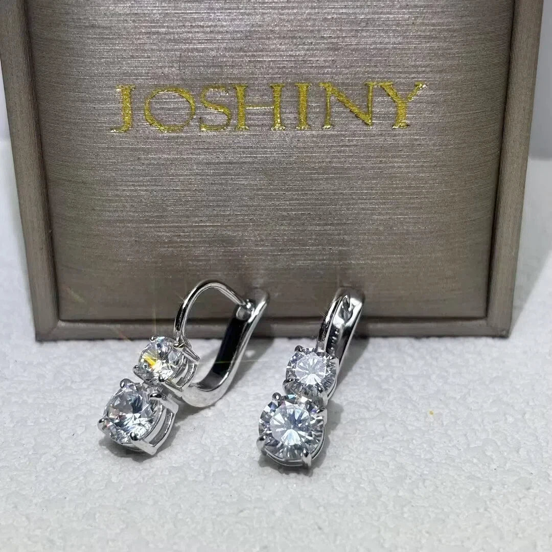 3.3 Ctw Round Cut White Cubic Zirconia 925 Sterling Silver Earrings-JOSHINY