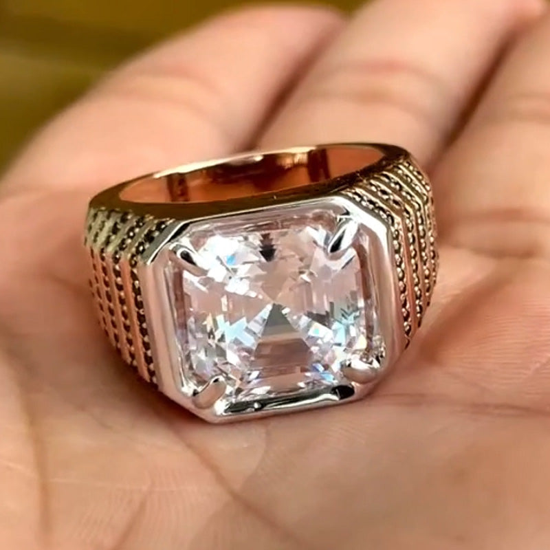 4.0ct Asscher Rose Gold Solitaire Ring -JOSHINY