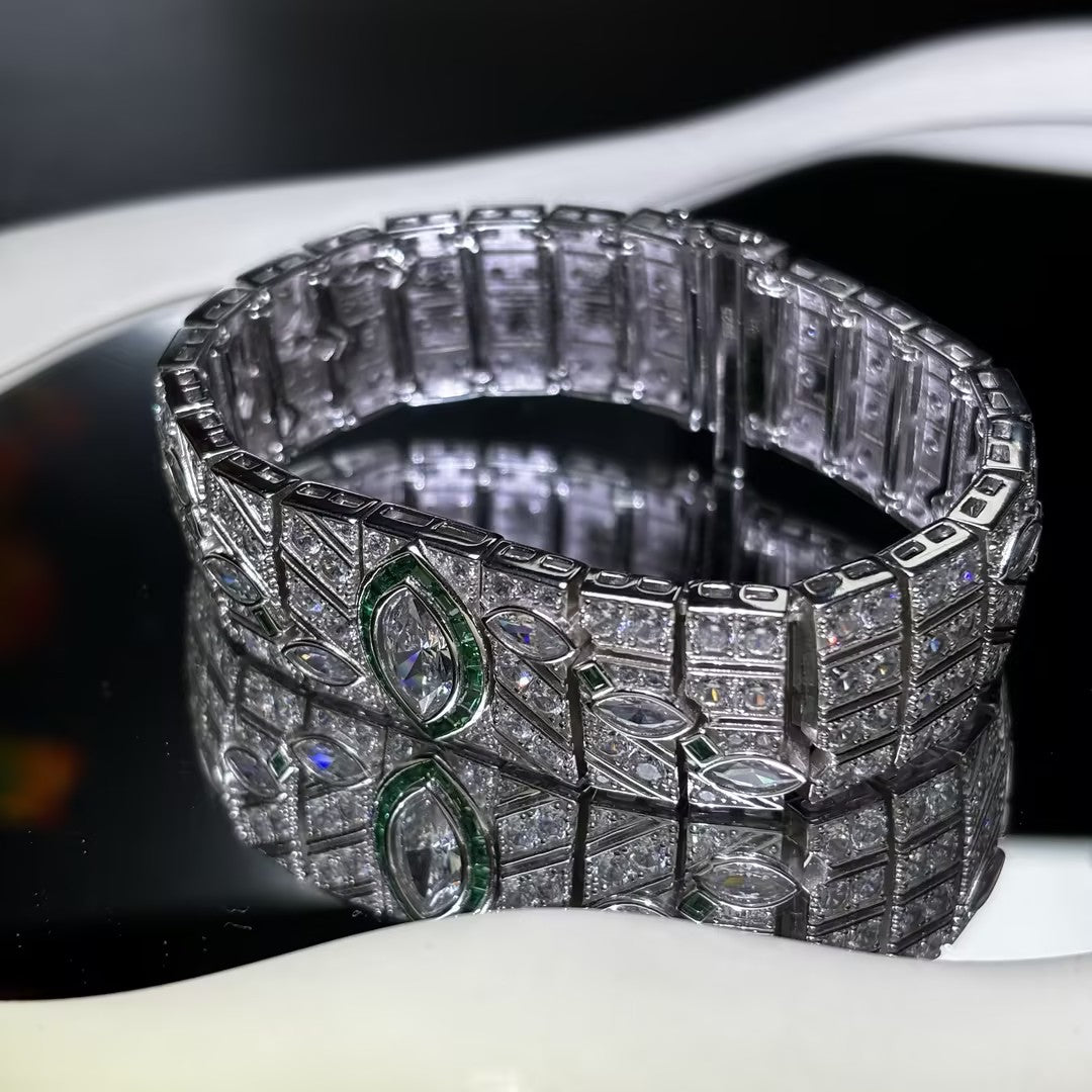 16.87ctw Marquise and Round Cut Art Deco Straight Line Bracelet-JOSHINY