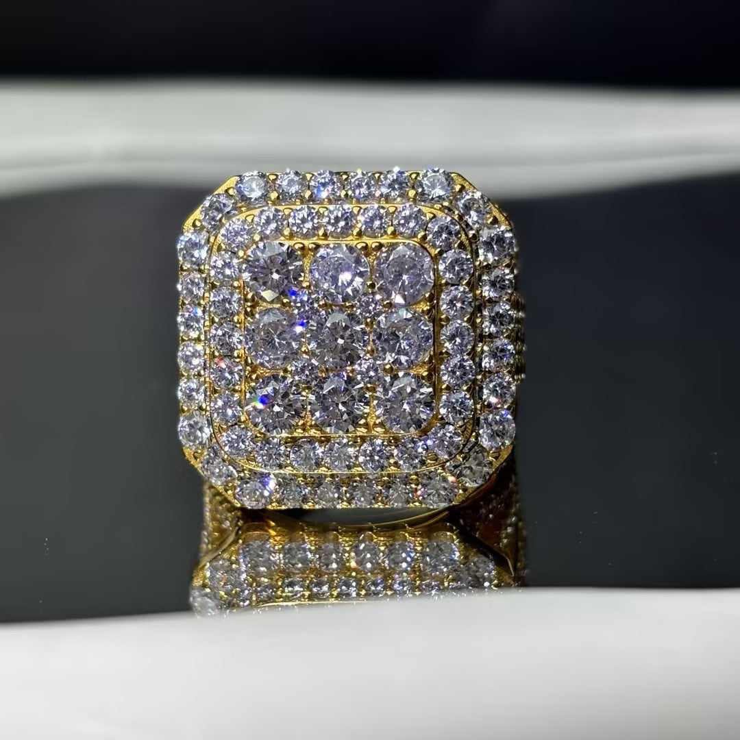 4.3 Ctw Round Cut White Cubic Zirconia 925 Sterling Silver men's ring-JOSHINY